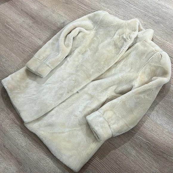Vintage Dasco Faux fur cream mid length coat jacket mob wife fuzzy women’s small - Picture 9 of 14